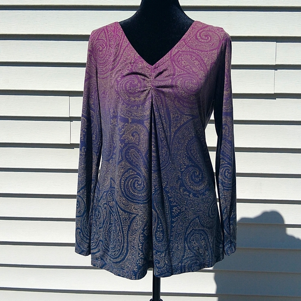 Axcess paisley purple and blue long-sleeved shirt